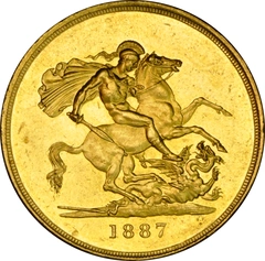 1887 Gold £5 Coin Queen Victoria Jubilee NGC MS62