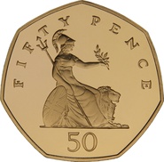 2008 Gold Proof Fifty Pence 50p Britannia Seated
