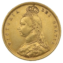 1893 Gold Half Sovereign Queen Victoria Jubilee Head Shield Back