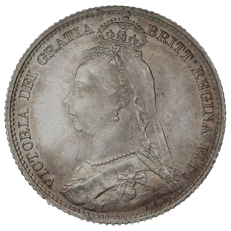 1892 Silver Sixpence Coin Queen Victoria
