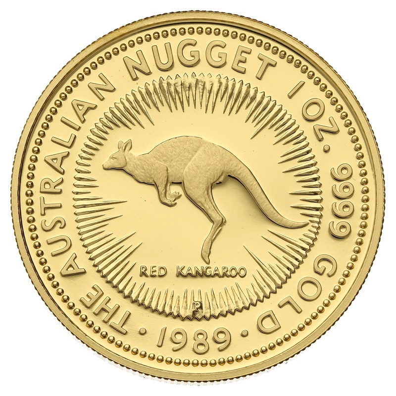 1989 Proof Australian Kangaroo Gold Nugget Coin 1oz
