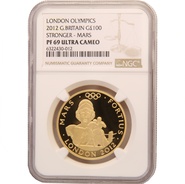 London 2012 Gold Series Stronger Mars 1oz Proof Gold Coin NGC PF69