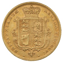 1884 Gold Half Sovereign Queen Victoria Young Head Shield Back