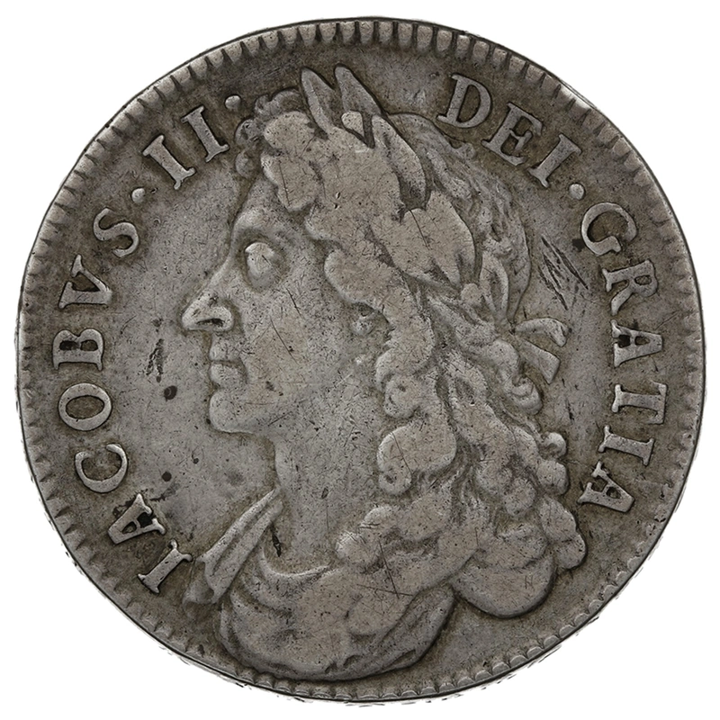 1686 Silver Half Crown Coin James II SECVNDO