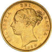1884 Gold Half Sovereign Queen Victoria Young Head Shield Back NGC AU53