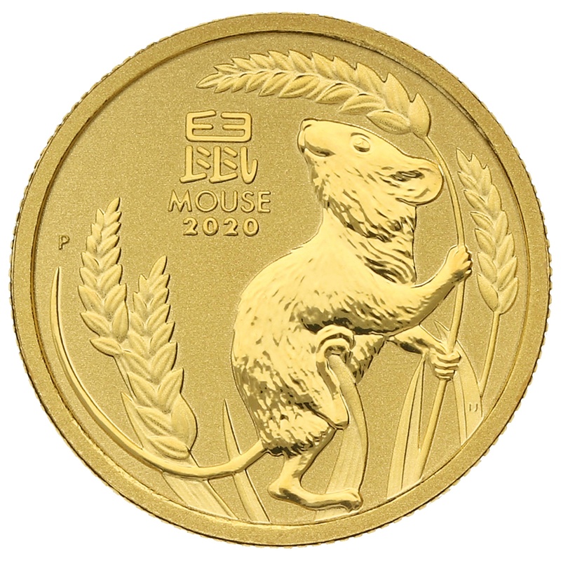 2020 Year of the Mouse Gold Coin 1/10oz Perth Mint Australian Lunar Series