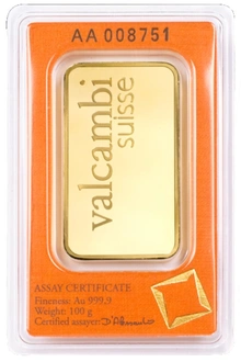 100g Gold Bar Valcambi