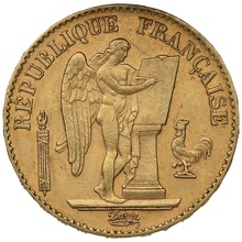 1892 French 20 Francs Gold Coin Guardian Angel A