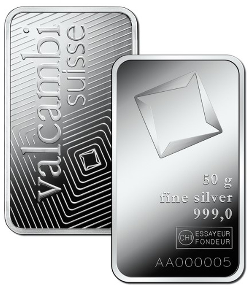50g Silver Bar Valcambi