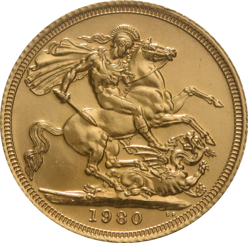 1980 Gold Sovereign Coin Elizabeth II Decimal Portrait