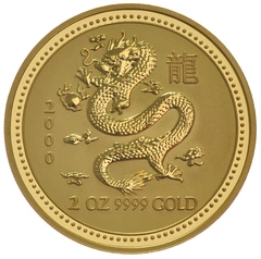 2000 Year of the Dragon Gold Coin 2oz Perth Mint Australian Lunar Series