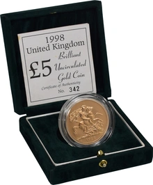 1998 Gold £5 Coin Brilliant Uncirculated Boxed