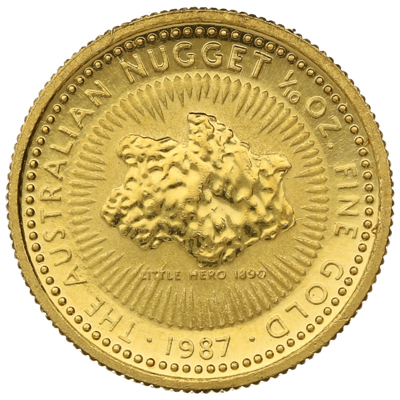 1987 1/10oz Australian Kangaroo Gold Nugget Coin
