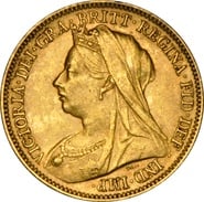 1901 Gold Half Sovereign Victoria Veiled Head NGC AU53