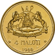 1966 Lesotho 4 Maloti Gold Coin Independence