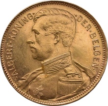 Belgian 20 Franc Gold Coin Albert 1914