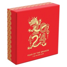 2024 Lunar Year of the Dragon 1oz Gilded Silver Coin Boxed