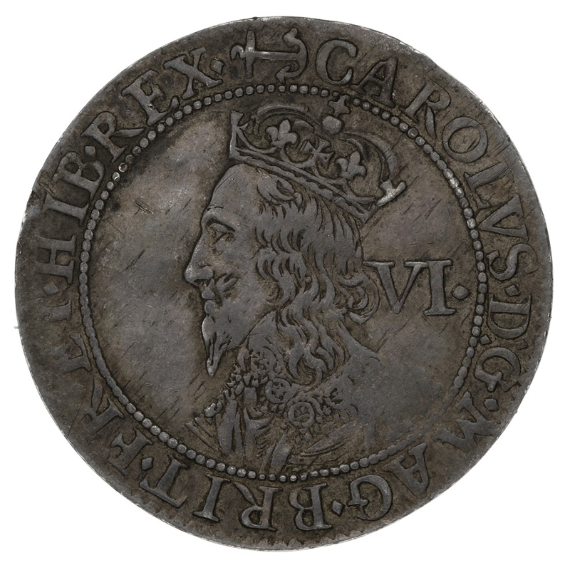 1638-1639 Silver Sixpence Coin Charles I Anchor