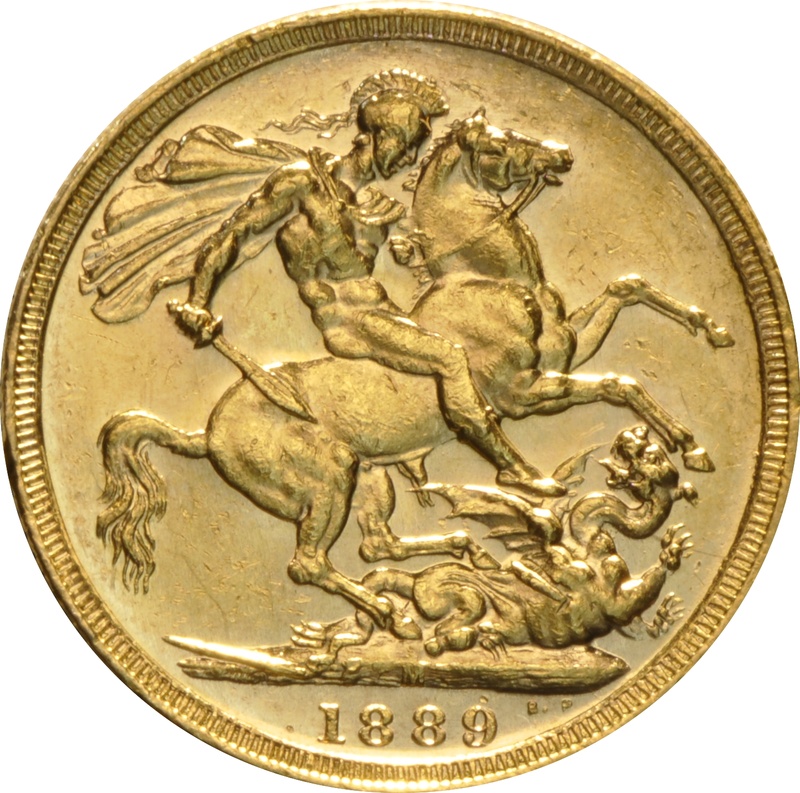 1889 Gold Sovereign Coin Queen Victoria Jubilee Head Melbourne