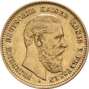 German 10 Mark Gold Coin Friedrich III 1888