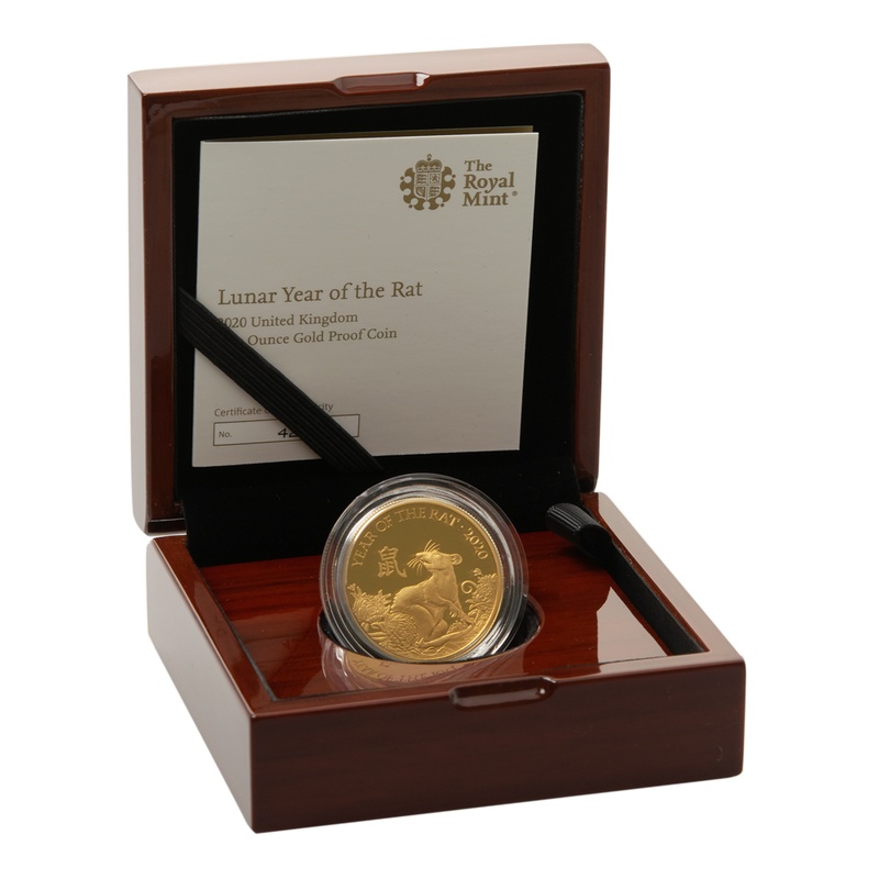 2020 Royal Mint 1/4oz Year of the Rat Proof Gold Coin Boxed