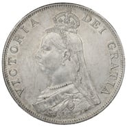 1889 Double Florin Silver Coin Queen Victoria Inverted 1 in VICTORIA