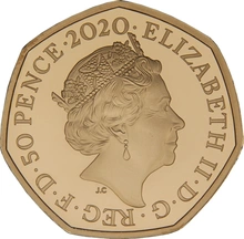 Proof Gold Piedfort 50p Coin