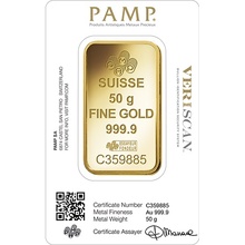 50g Gold Bar PAMP Lady Fortuna Gift Boxed
