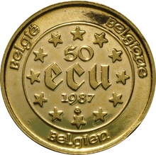 Belgium 1987 50 ECU Gold Coin