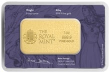 1oz Gold Bar Una and the Lion Minted