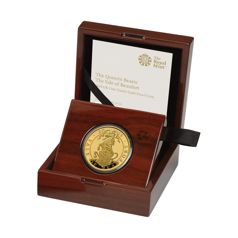 2019 1oz Yale of Beaufort Gold Coin Queen's Beasts Proof Boxed