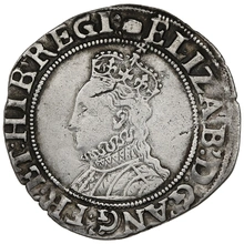 1592-1595 Silver Shilling Coin Elizabeth I Tun