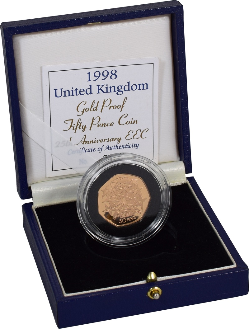 1998 Proof 50p Gold Coin EEC Boxed