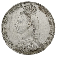 1891 Silver Shilling Coin Queen Victoria