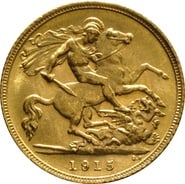 1915 Gold Half Sovereign George V Sydney