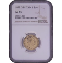 1832 Gold Sovereign William IV NGC AU55