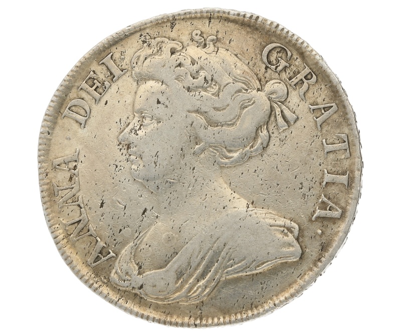 1713 Silver Half Crown Coin Queen Anne