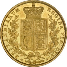 1852 Gold Sovereign Coin Queen Victoria Young Head Shield Back NGC AU55