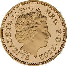 2002 Proof Gold £1 Pound Coin Three Lions