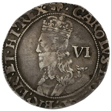 1638-1639 Silver Sixpence Coin Charles I Hammered Anchor