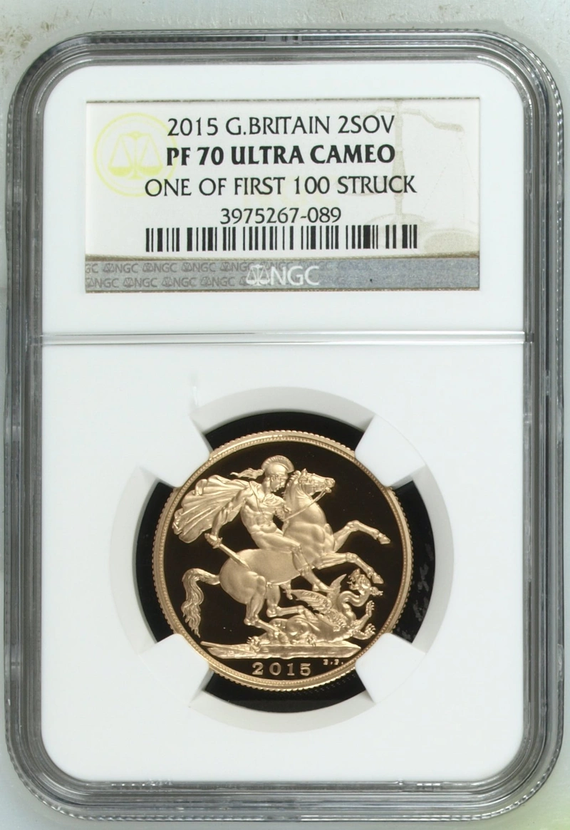 2015 Proof £2 Coin Gold Double Sovereign Elizabeth 4th Head NGC PF70