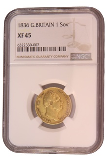 1836 Gold Sovereign - William IV NGC XF45