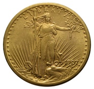 1907 $20 Gold Coin Double Eagle St Gaudens Head No Motto Philadelphia