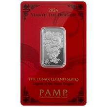 2024 PAMP 10 Gram Silver Year of the Dragon Bar Minted