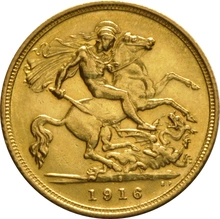 1916 Gold Half Sovereign George V Sydney
