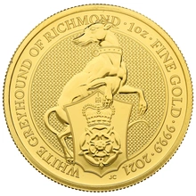 2021 1oz White Greyhound of Richmond Gold Coin Queen's Beasts NGC MS68