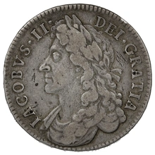1686 Silver Half Crown Coin James II SECVNDO