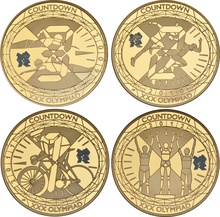 Countdown to London 2012 Gold Proof £5 Crown four coin set Boxed