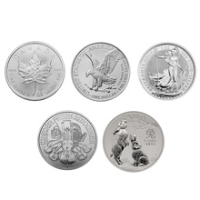 2023 1oz Silver Coin Set; Britannia, Maple, Philharmonic, Eagle, Rabbit Gift Boxed