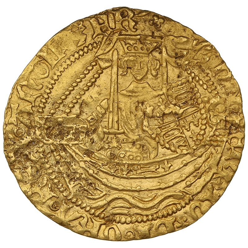 1413-1422 Gold Half Noble Coin Henry V Class G